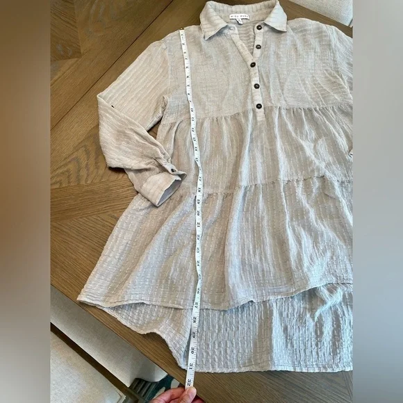 VICI Miou Muse Garrett Tiered Babydoll Tunic Dress Beige - Picture 4 of 10